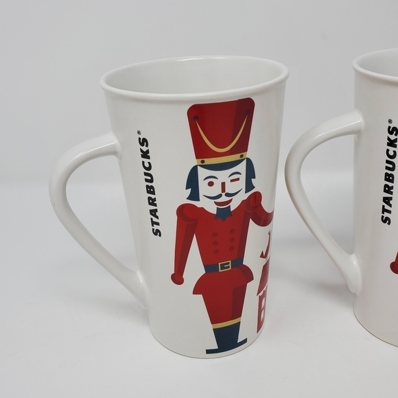 STARBUCKS RETIRED CERAMIC COFFEE MUGS HOLIDAY 2012 SET OF TWO NUTCRACKER - Picture 2 of 11